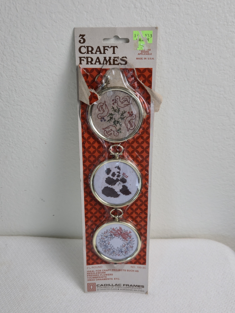 Vintage 3-Pack Cadillac Craft Frames 2.25" Round Gold Mini Needlework Display